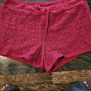 Women's Red Lace Shorts